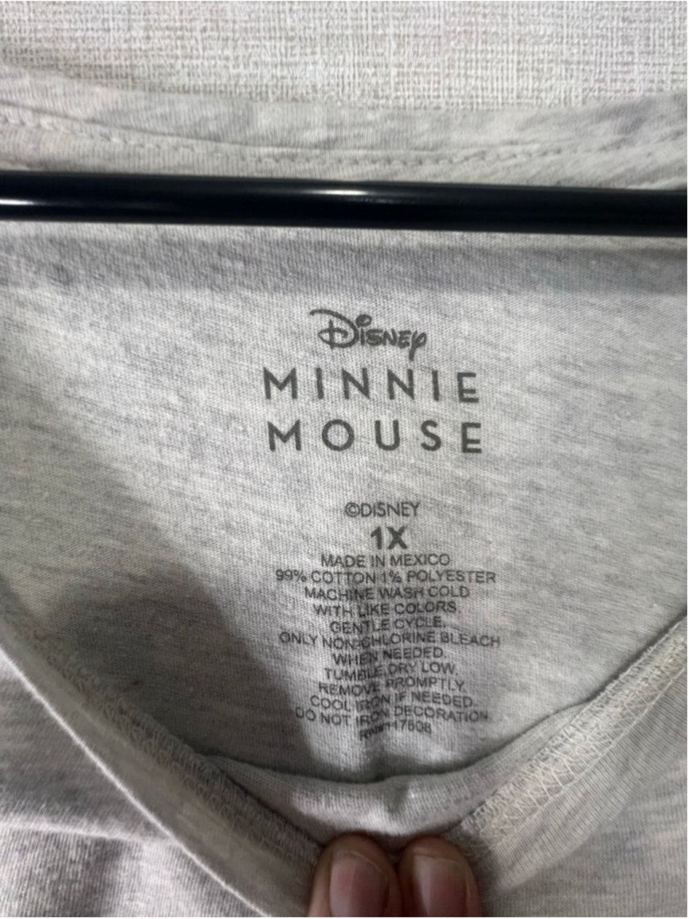Disney Minnie Mouse Heather Grey Floral Bow Graphic Short Sleeve T-Shirt - Picture 3 of 4